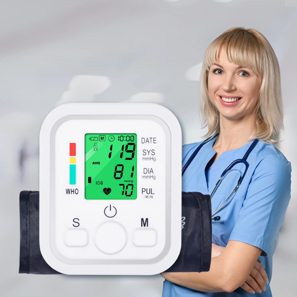 Automática electrónica de alta del brazo superior esfigmomanómetro digital inteligente Tensiómetro de brazo médico