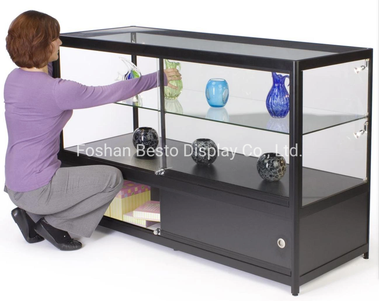 4FT Glass Retail Counter Made of Temper Glass and Aluminum, Easy Assemble Way, for Vape Store, Smoke Store, Vape Wholesale/Supplier, Electric Tobacconist USA