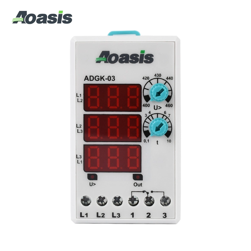 Aoasis Adgk-03 LED de protección de motor de pantalla digital relé 380V 3 Relé de control de fase