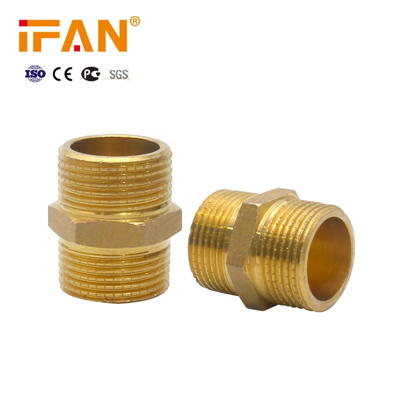 Ifan Manufacturers Brass Plumbing Fittings 1/2 Inch 1inch Nipple Forged Brass Fittings