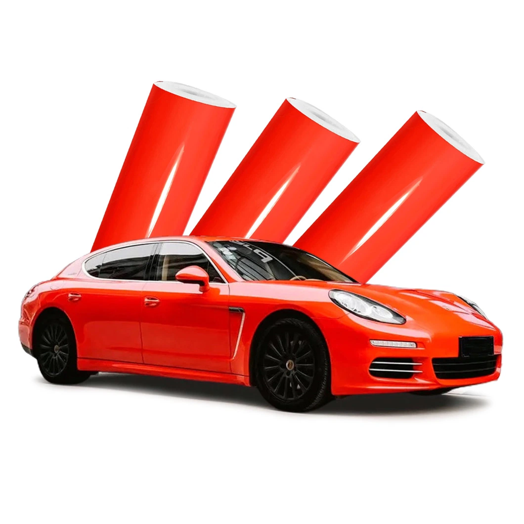 Beikaer High Quality Pet PVC Lava Orange Car Body Self Adhesive Car Vinyl Wrap Film