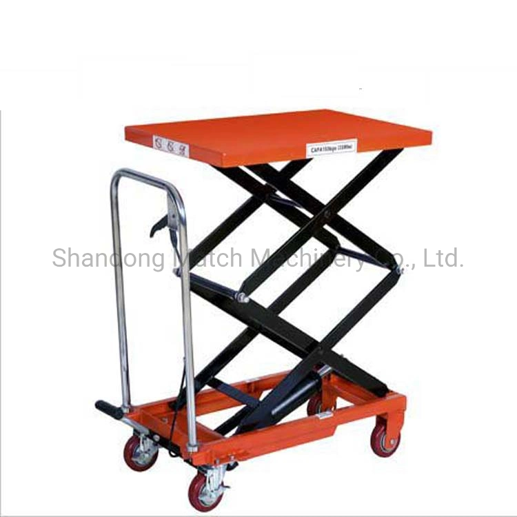 Pts Model 1000kg Mobile Manual Hydraulic Platform Maintenance Lifting Platform