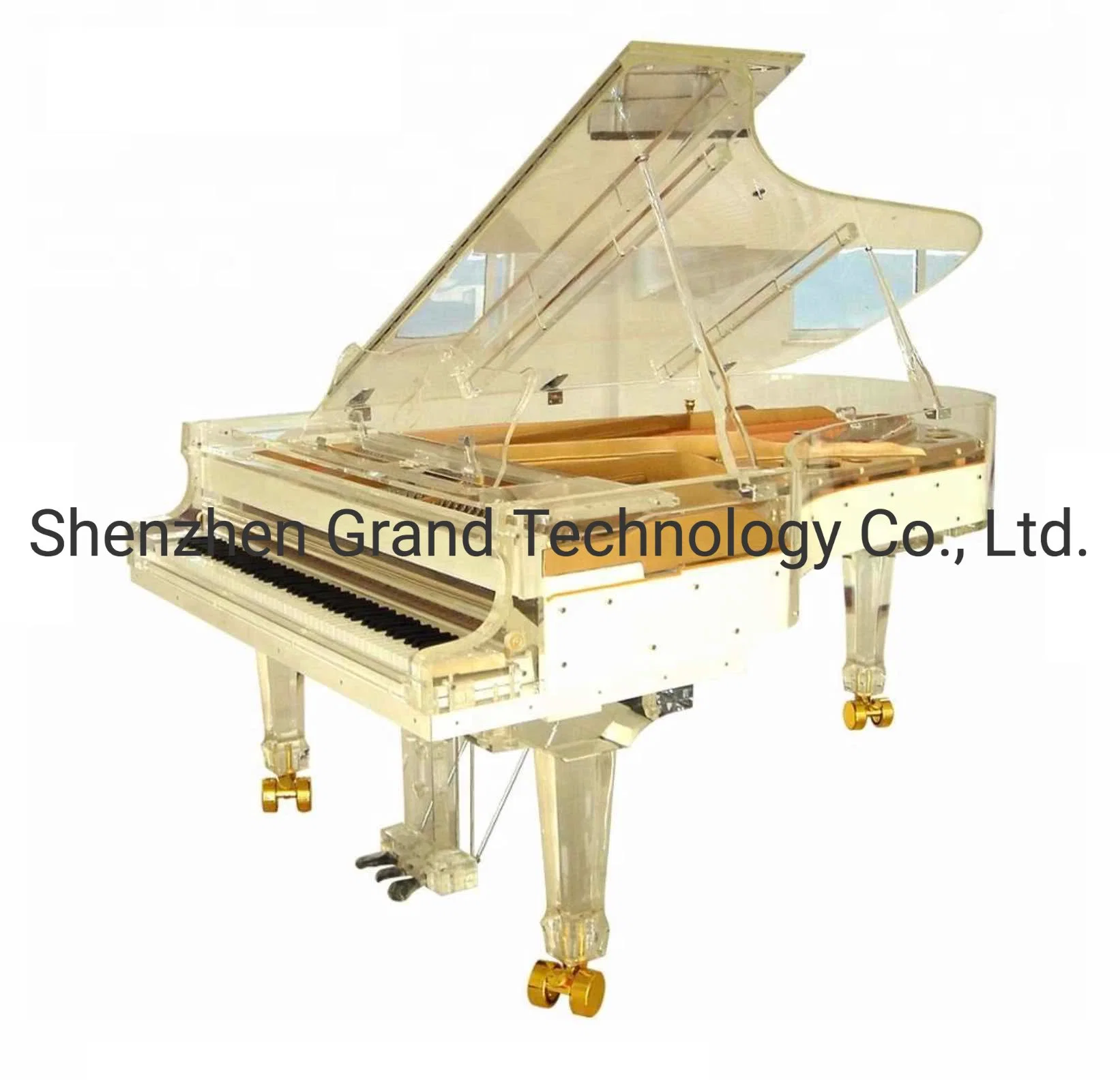 Luxury Hotel Furniture Clear Acrylic Giant Stage Concert Grand Piano 275 with Colorful LED Lights