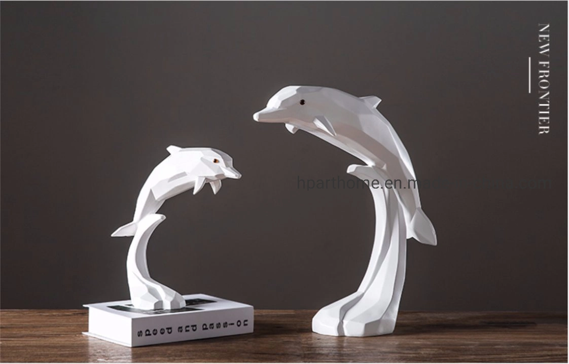 White Visual Dolphins Statues Office Gifts Resin Craft Supplies