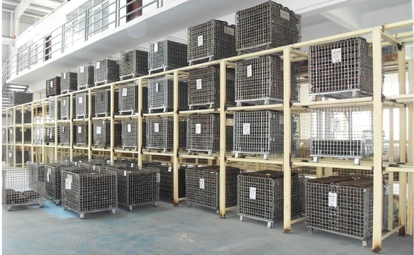 Stackable Wire Mesh Metal Pallet Folding Warehouse Lockable Storage Cages Wire Mesh Container