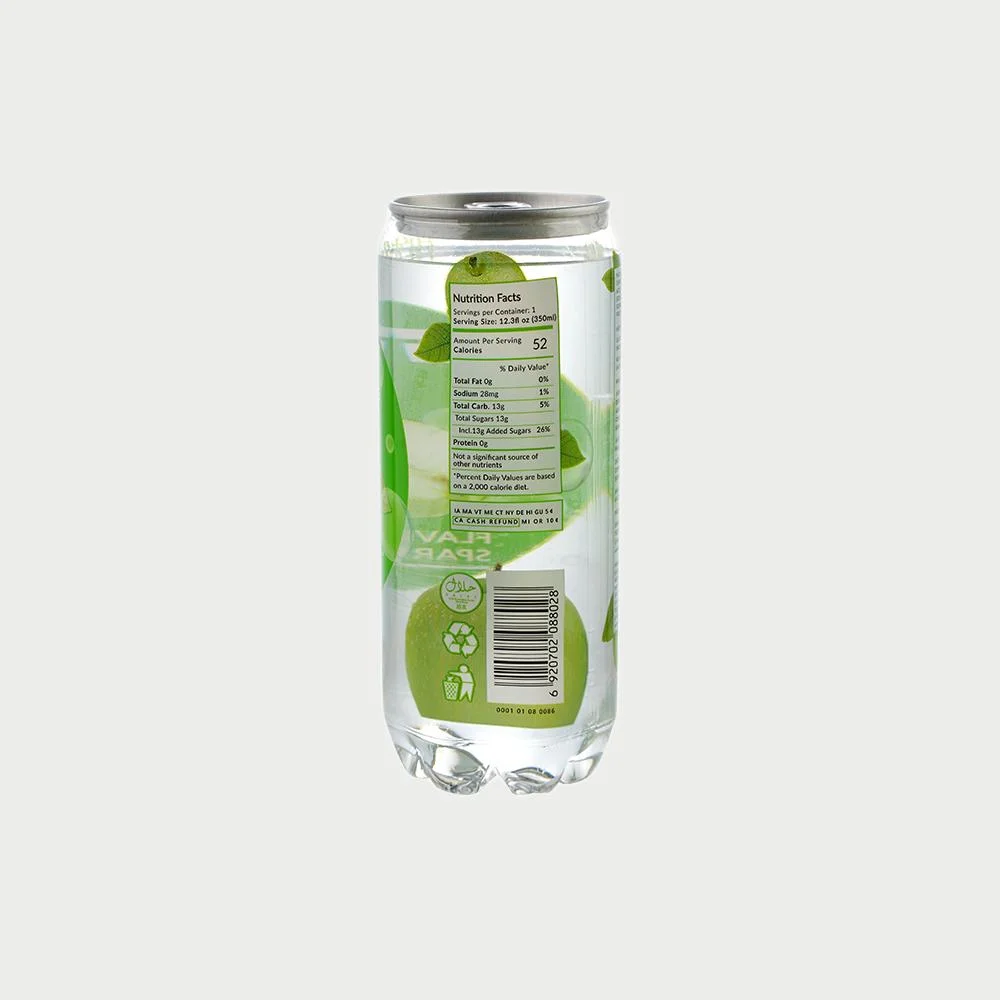 350ml Pet botella de manzana y sabor de la pupa agua de soda con destellos