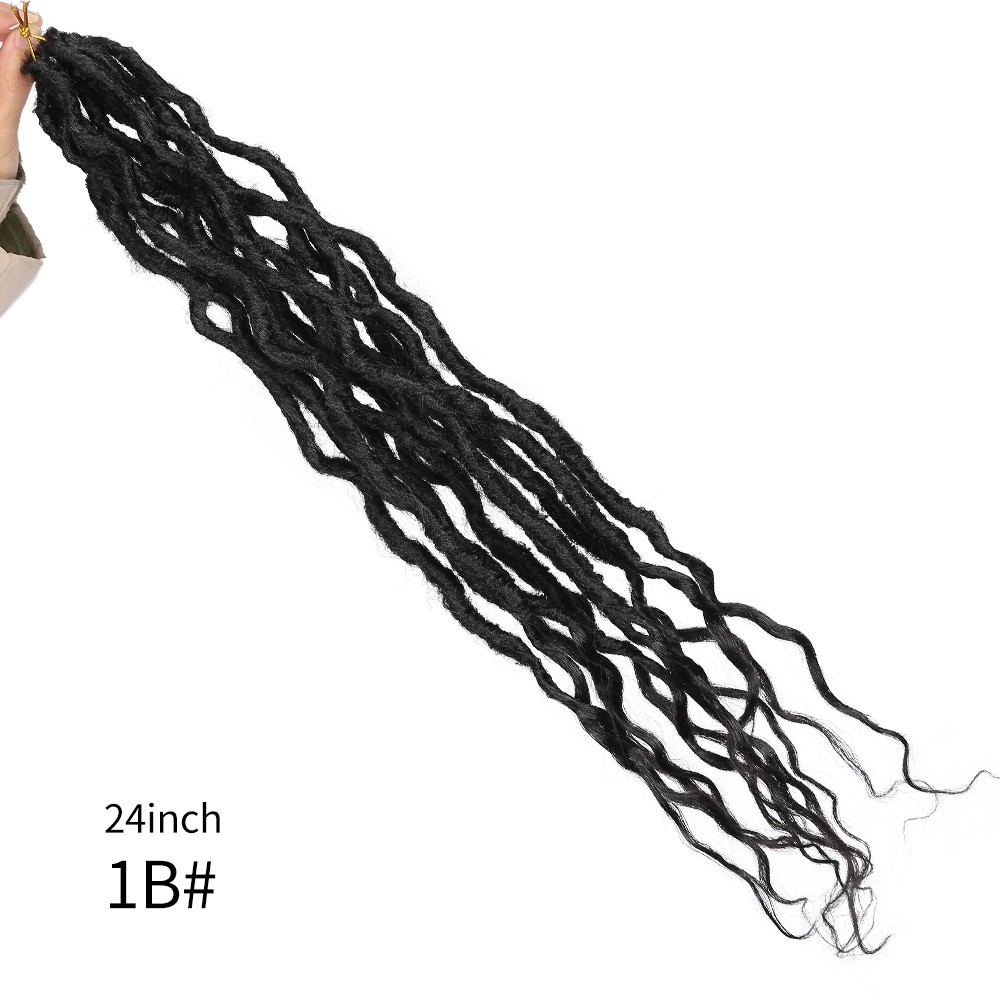 نهر غجري faux Locs Crochet شعر الملكة لوك غودس متموج مع أطراف مجعدة طويلة يبشع الشعر بجدائل اصطناعية تمديد الشعر