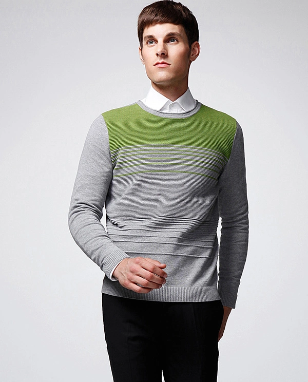 ODM Custom jersey a rayas de manga larga hombres suéter tejido
