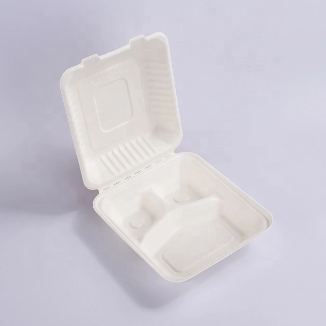 Psm Free Biodegradable Food Container Disposable Bagasse Pulp Clamshell Box Plate Tray