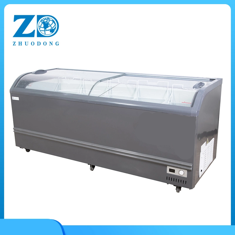 Sliding Glass Door European Style Deep Island Freezer Display Freezer Refrigeration Equipment