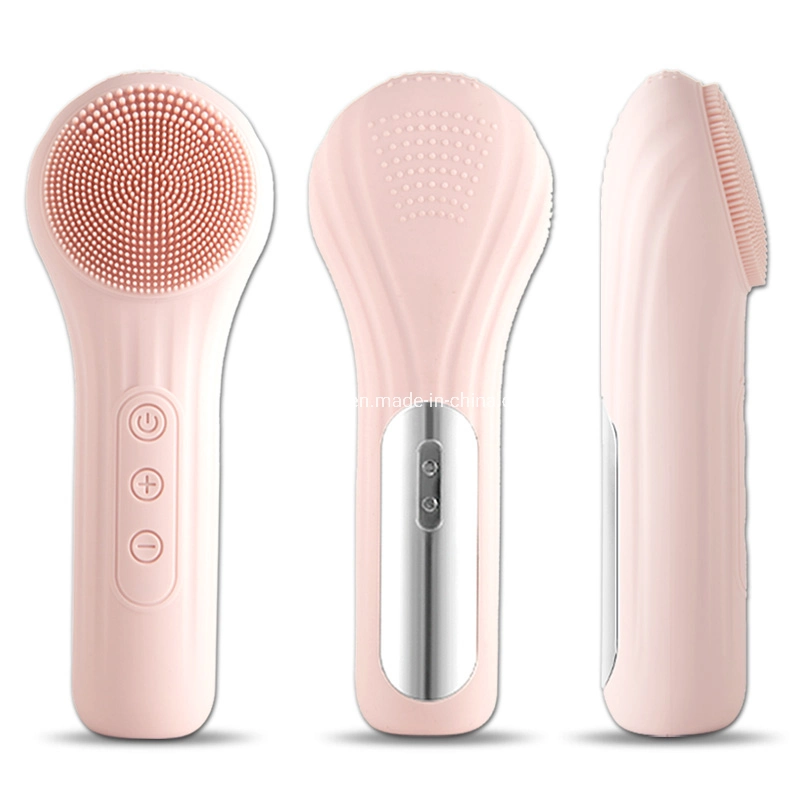 Home Facial Gadgets Silicone Brush EMS Microcurrent Mini Vibrating Facial Massager Waterproof Ipx7 Skin Care Cleaning Heat Massager