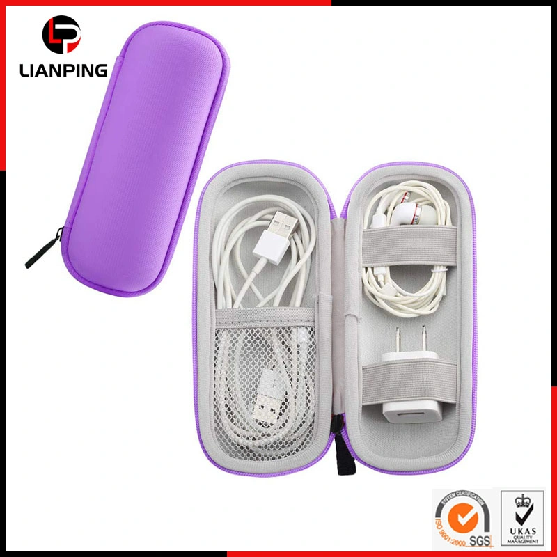 Portable Customized Shockproof EVA Earphone Case with Mesh Pocket