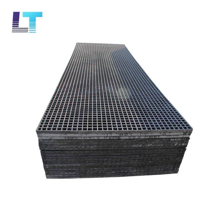 Fiberglass Grating FRP Molded Grating 1-1/2" Thick with 1-1/2" Square Mesh, with Grit.