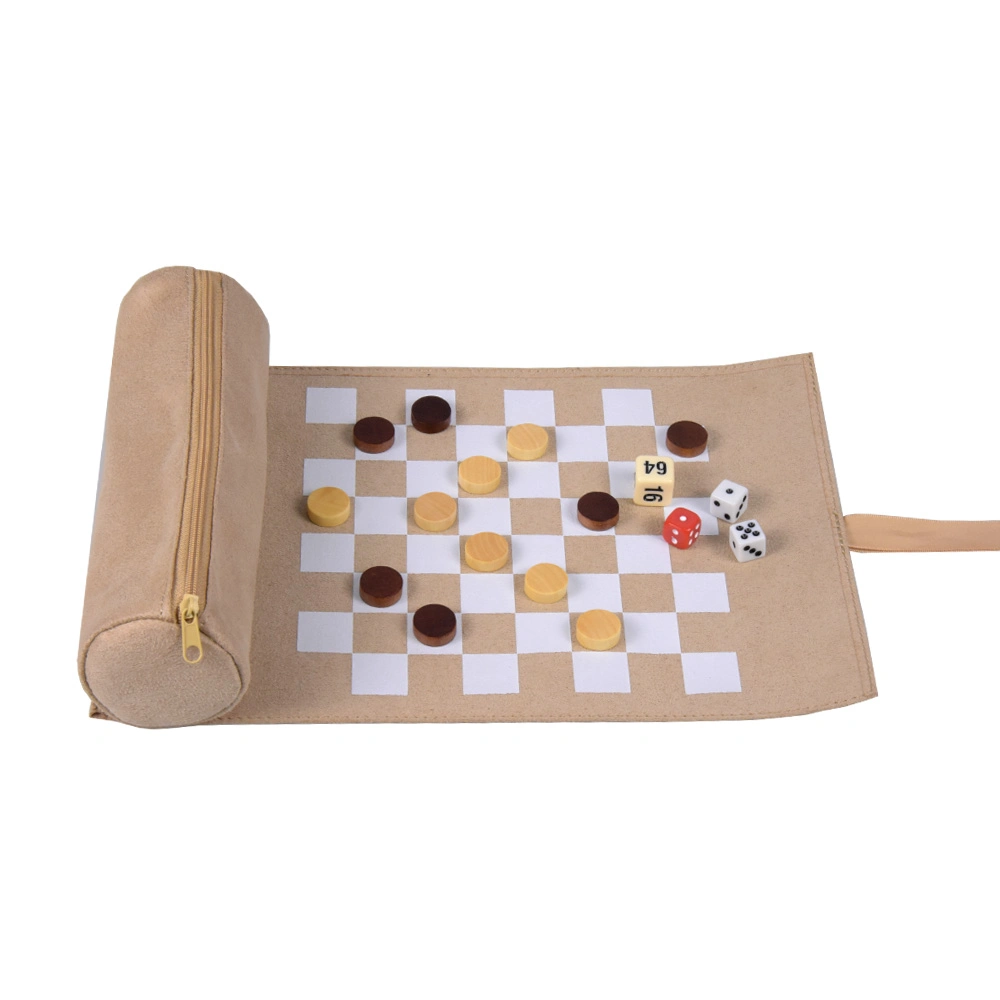 Custom Handmade Roll up Fabric Travel Chess Game Set