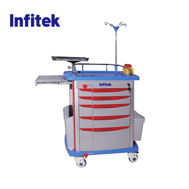 Infitek Hospital Furniture ABS Cart Medical Emergency Trolley