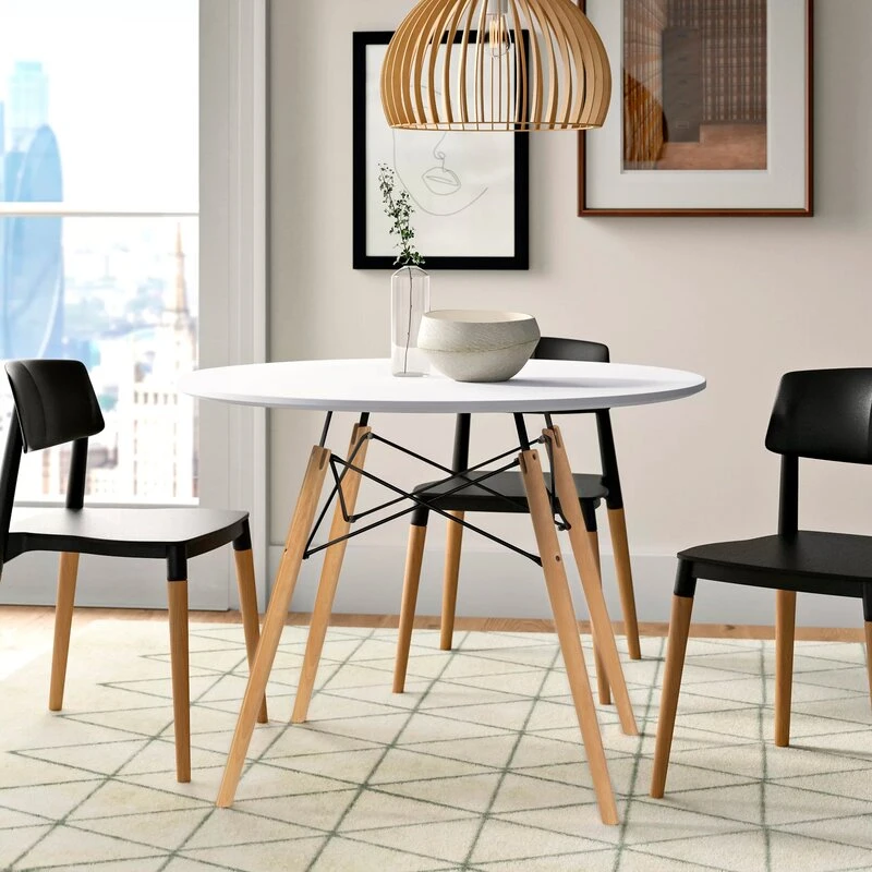 Cheap Home Furniture Dining Table Set Restaurant Modern Round Wooden Dining Furniture