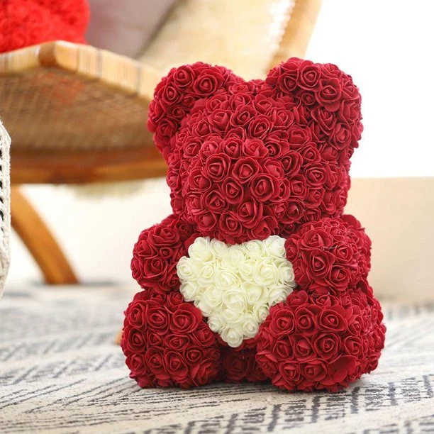 Hot Sale Rose Teddy Bear PE Foam Handmade with Gift Box