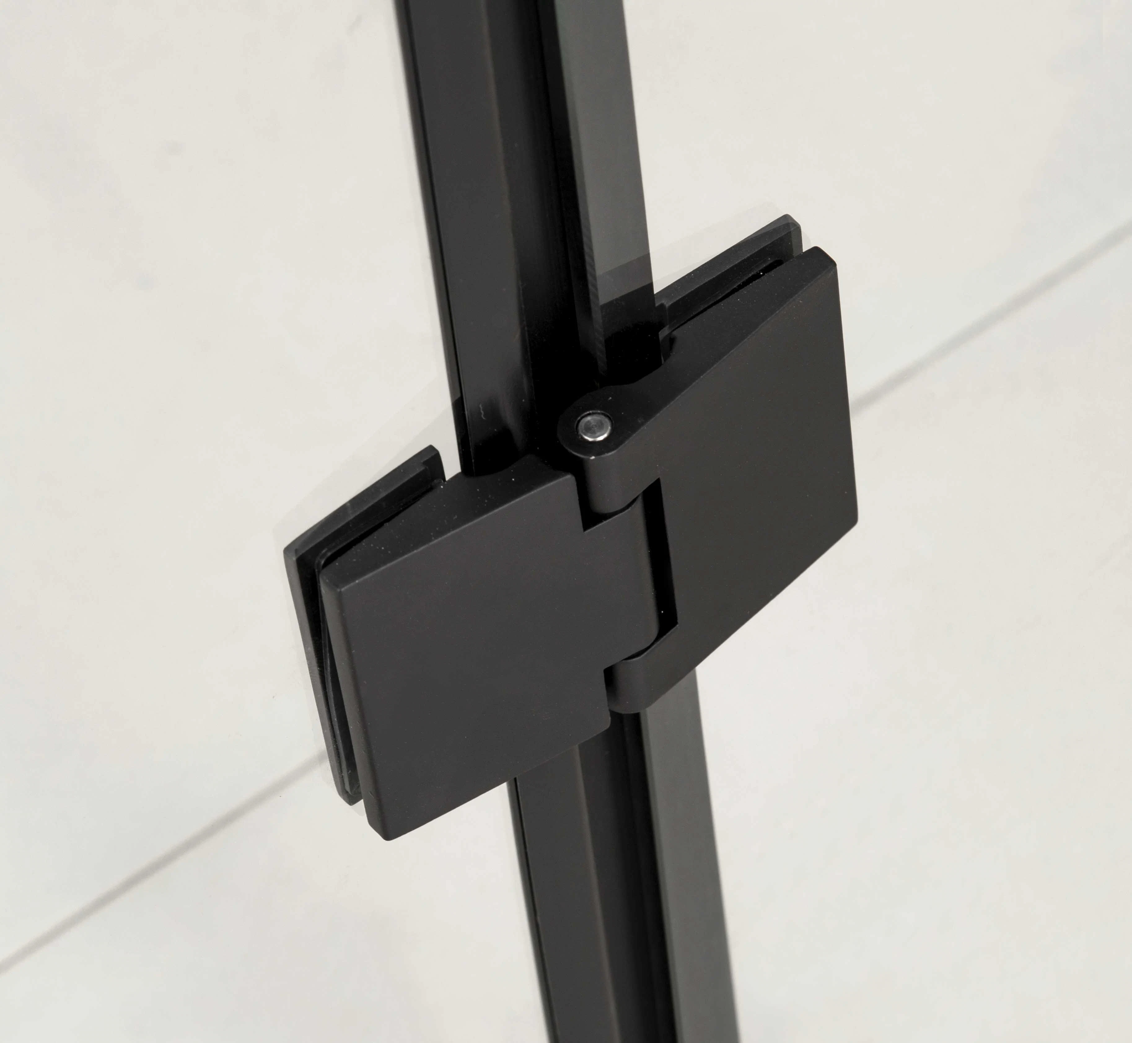 Black Hinge Simple Bathroom Shower Tempered Transperant Glass