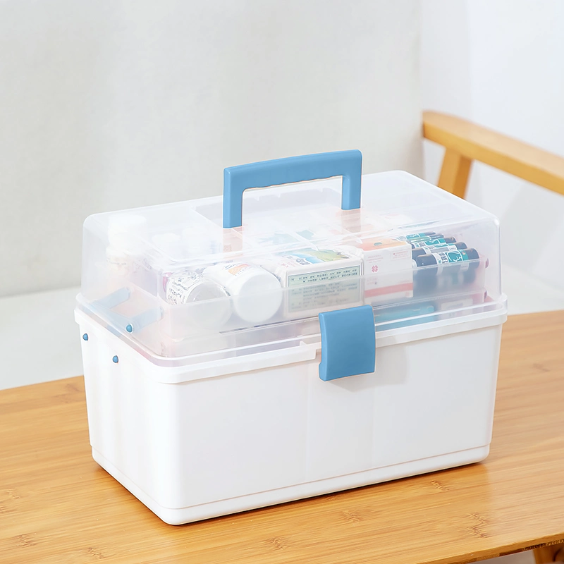 Plastic Clear Storage Box Compartment Portable Folding Medicine Case Chest First Aid Kit