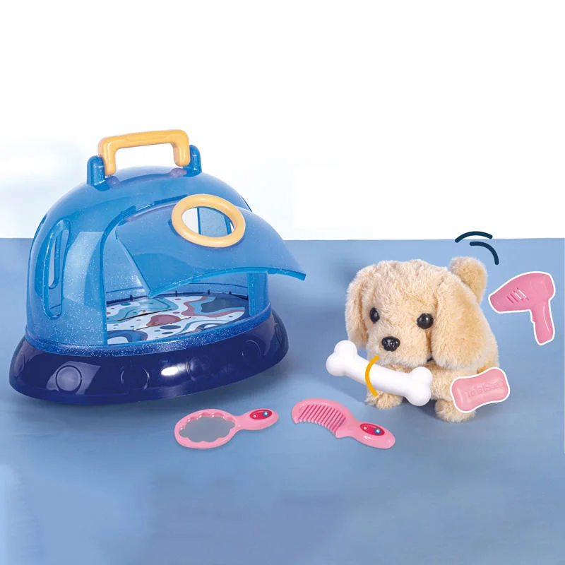 Brincadeira com o vestido de criança, Puppy cão de brincar Carrier Other Pingly Play Pré-escolar Toy Beauty Playset Pet Beaucian Kit com conjunto de cestos para Animais