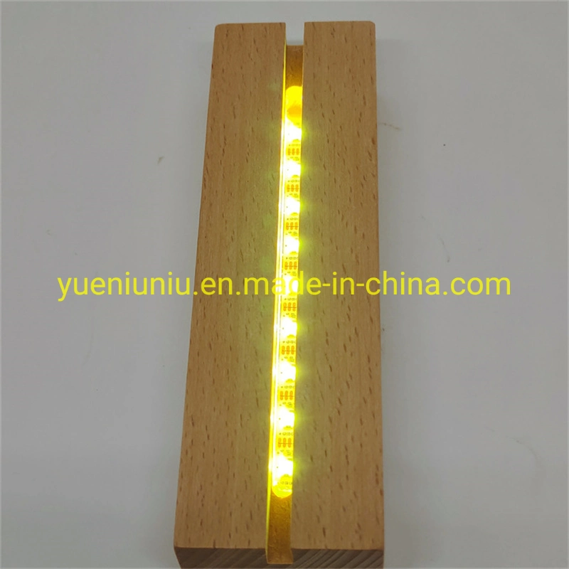 Hot Sale 300mm Large Rectangle LED Light Base 3D Night Light Base USB Charging Wood Base for Acrylic