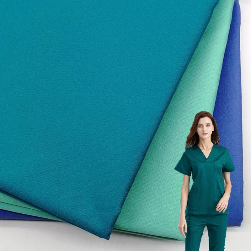 Wicking Medical Hospital Uniform Fabric Agion 50times Washing 99 Antimicrobial Polyester Rayon Spandex 4 Way Stretch Woven Scrubs Fabric Triblend Uniform