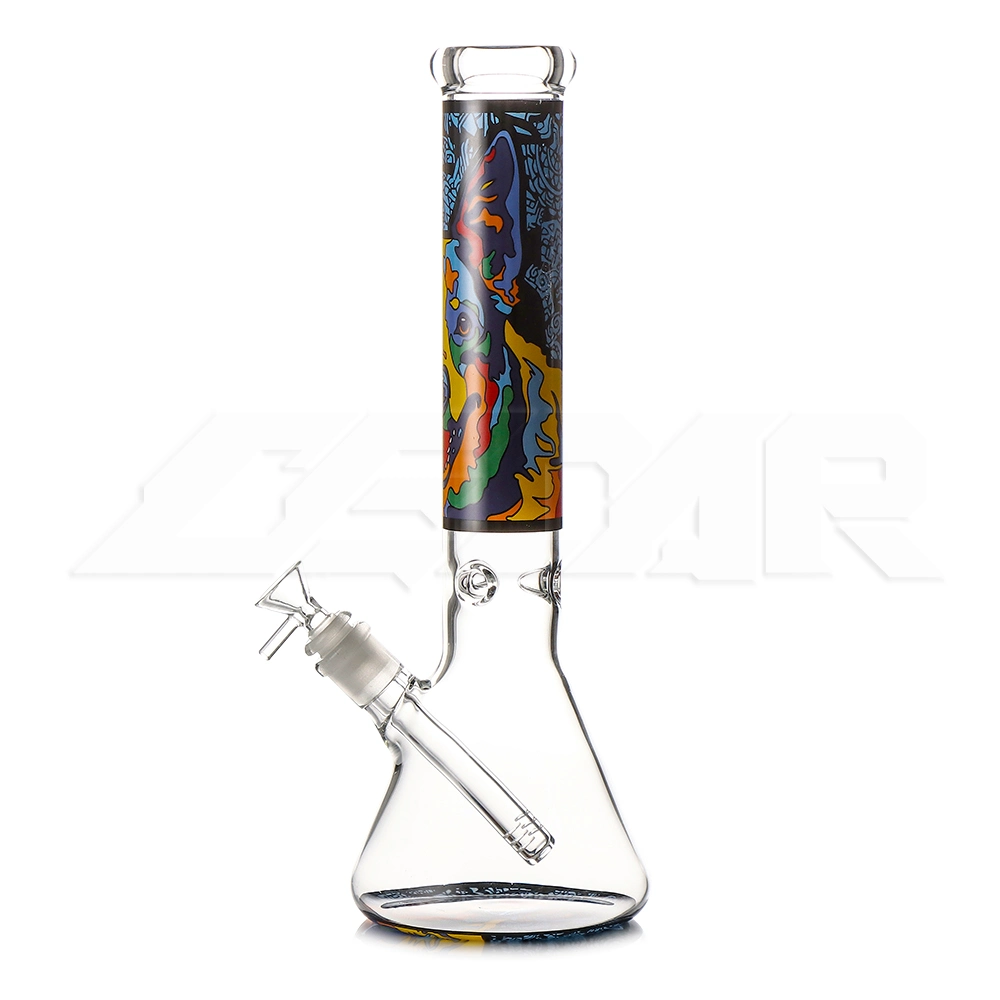 13.8 Inches Heavy Beaker Dogs Decal Glass Hookah 5mm Glass Tobacco Smoking Water Pipe Glass Smoking Set