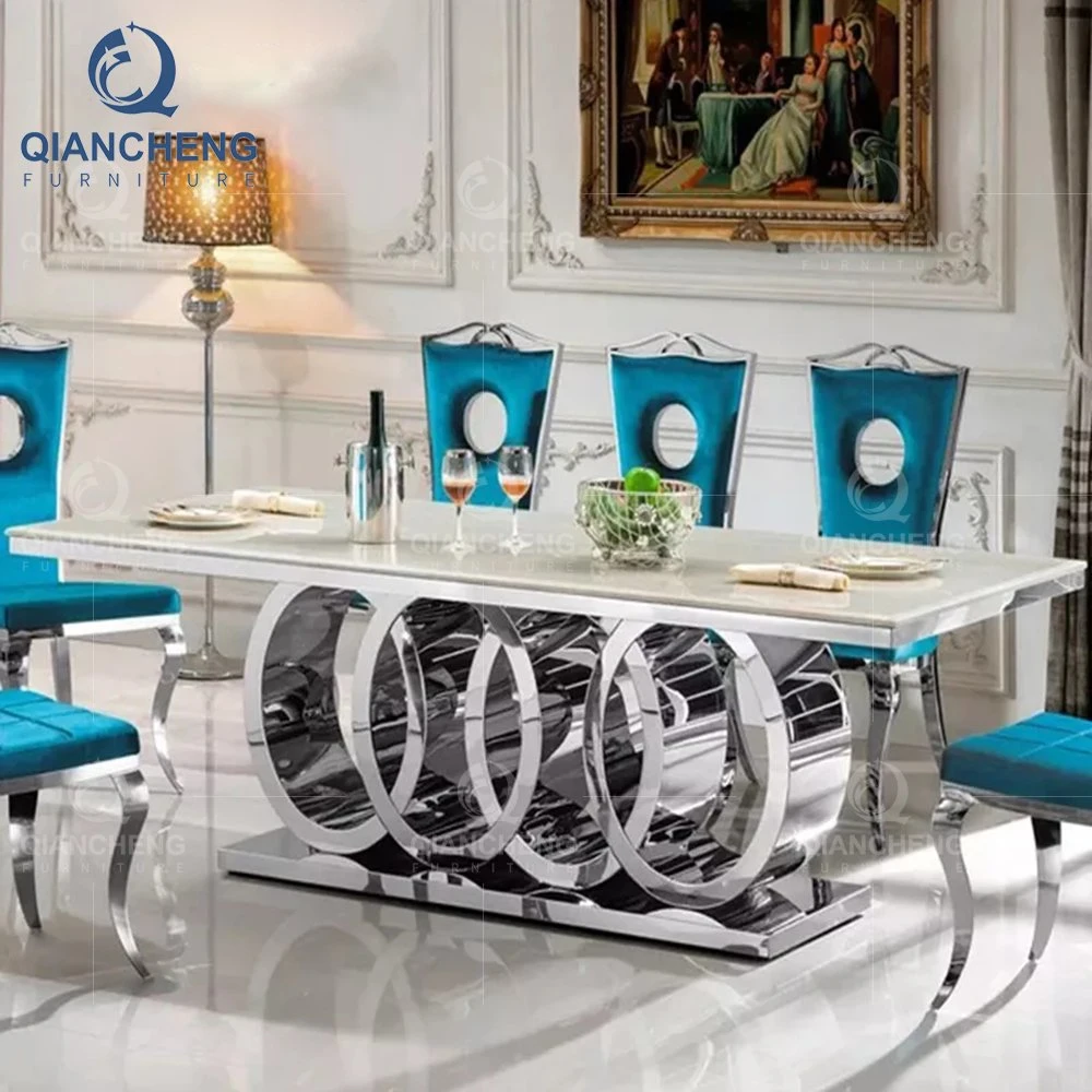 Chinese Manufacturer Silver Stainless Steel Interior Design Home Furniture Italian Dining Table