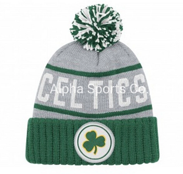 Venda por grosso verde cinza POM POM Malha Beanie Hat Cap