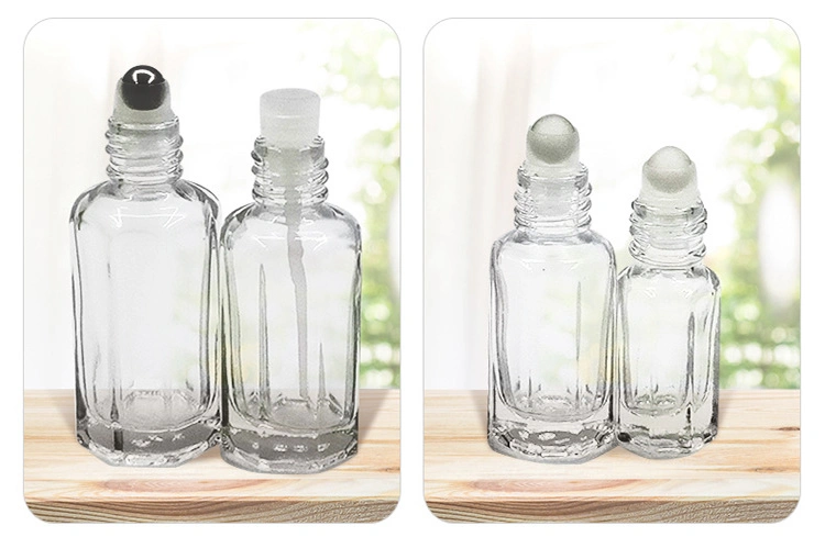 5/10/30ml Clear Bottle Perfume Essential Oil Roller on Glass Bottle with Metal Ball Lid of Aluminum Custom Cap Diamond Decoration