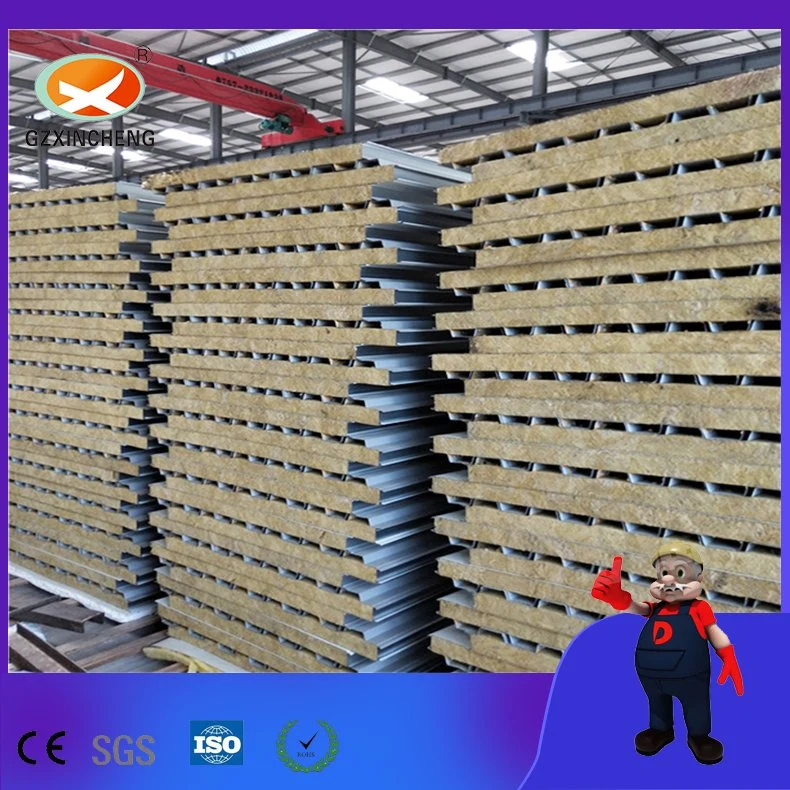 CE Certified Heat Insulation Fireproof Rock Wool Sandwich Panel for Wall /Roof