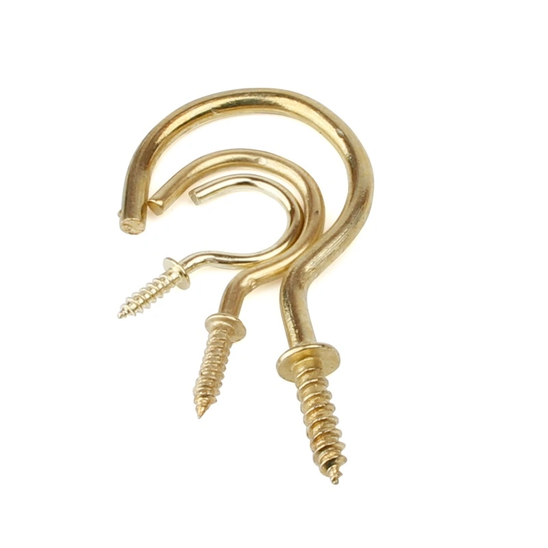 Brass Plated Hooks Screw Wood Eye Hooks Screw