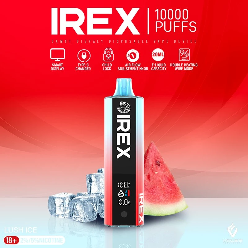 IREX 10000 Puffs Insta Bar antenne en maille jetable Jnr Shisha Cigarette silicone Cade E avec flux d'air contrôle la saveur des fruits Vente en gros I Vape Pen E Hookah Charger