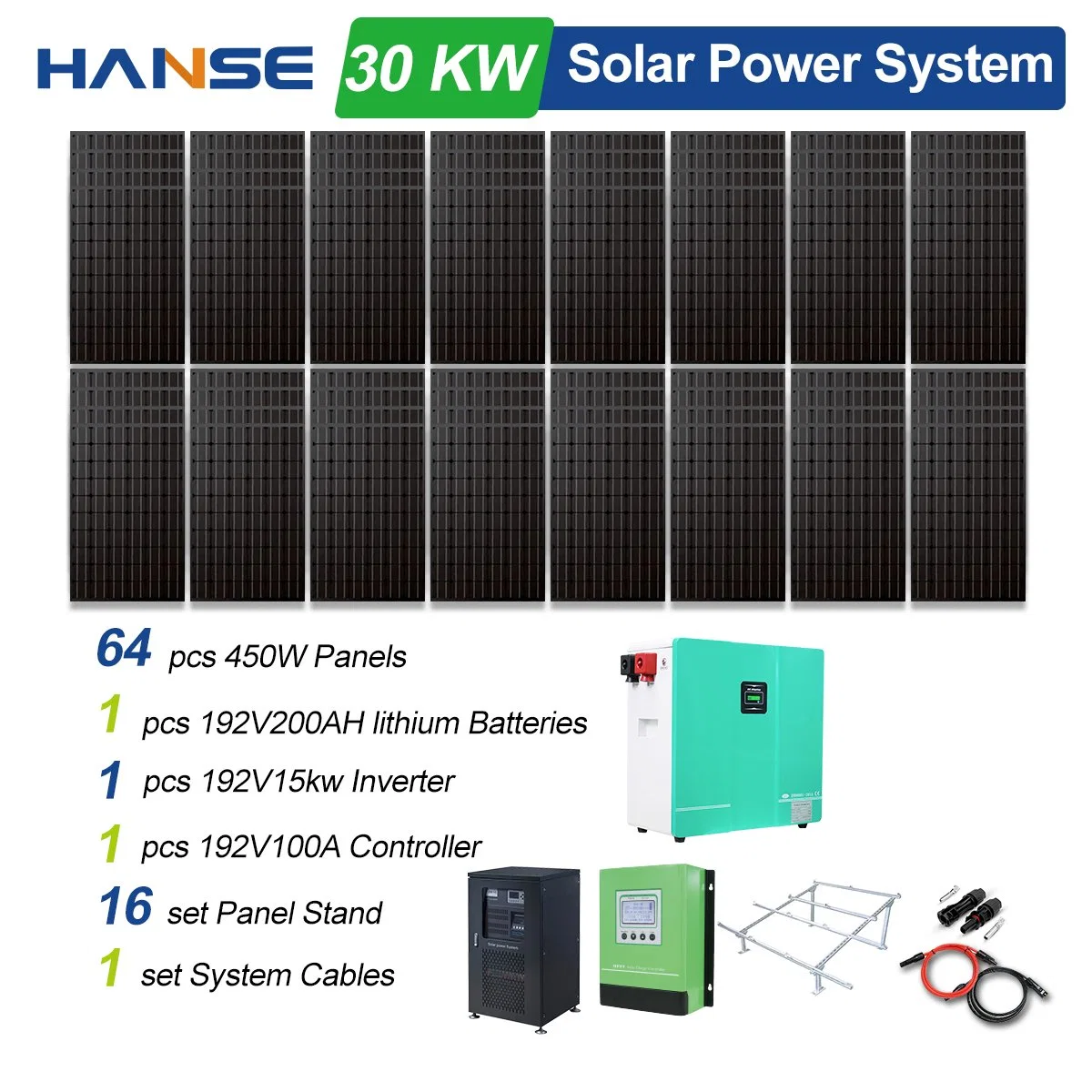 Home Use 220V Solar Power System 30W Solar Panel System 15kw 20kw 25kw 30kw on-Grid Solar Power System