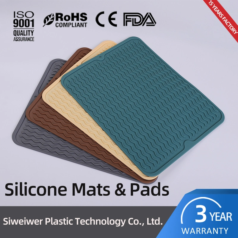 Custom Kitchen Multiple Usage Heat Resistant Silicone Drying Mat Dish Pads