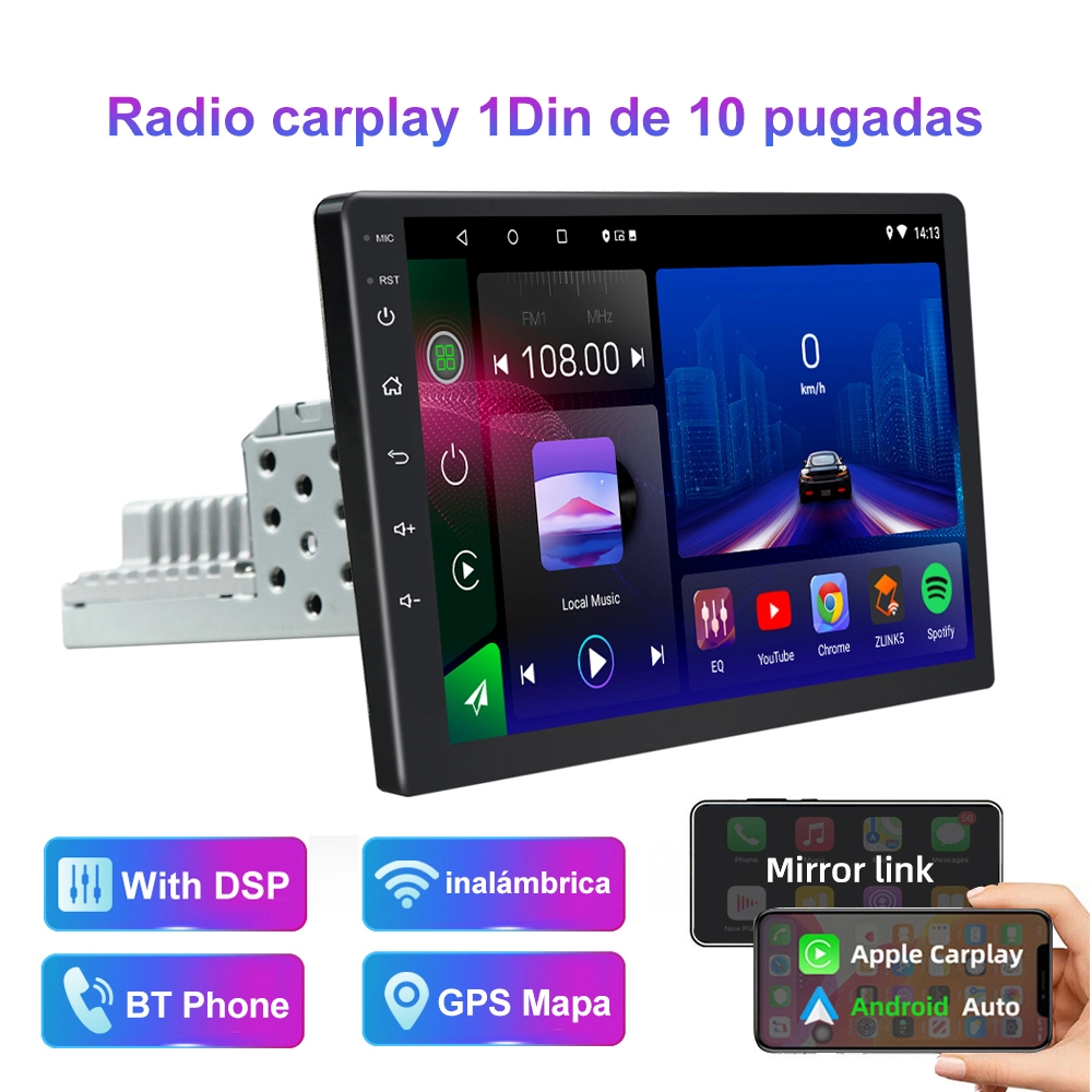 Universal Doble DIN Radio para coche 9inch Android 1DIN Reproductor de DVD Con CarPlay Bt FM pantalla táctil de coche reproductor de vídeo