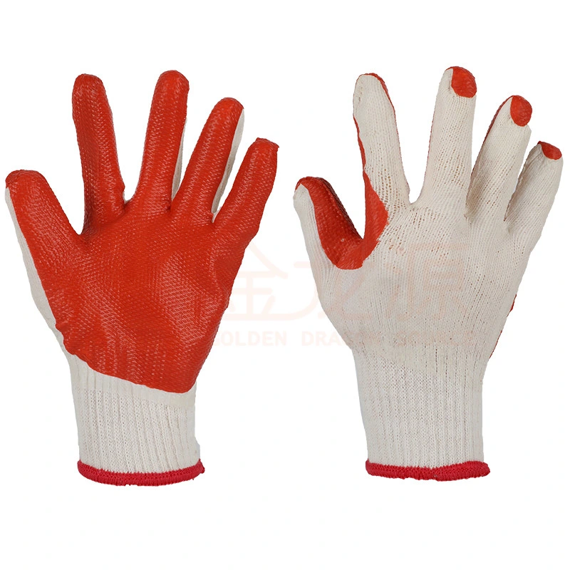 Factory Supplier 10g Cotton Yarn Natural Rubber Coating Safety Working Gloves