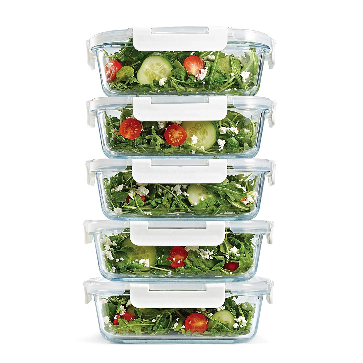 Heat Resistant Borosilicate Glass Food Container Set Meal Prep Container Box with Leakproof Lid