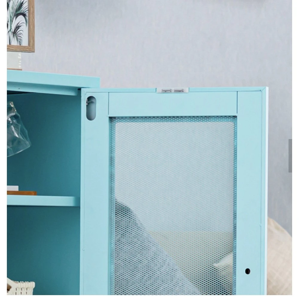 Customized Blue 2 Mesh Door Metal Bathroom Storage Cabinet