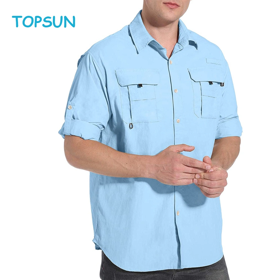 Camisetas de pesca de manga larga UPF 50+ UV Protection Sun Camisas secado rápido Senderismo ligero