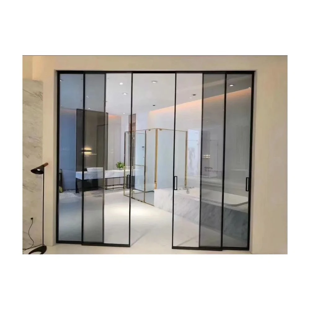 Prima Industrial Style Aluminum Frame Tempered Glass Hot Selling Partition Sliding System Doors Sliding Glass Doors