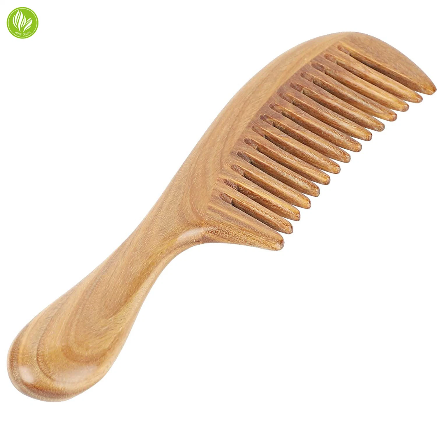 Handmade 100% Natural Green Sandalwood Hair Combs - Anti-Static Sandalwood Scent Natural Hair Detangler Wooden Comb (Wide Tooth) , 1 Count (Pack of 1)