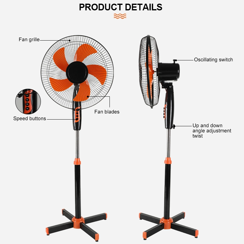 Three Speed Electrical 16inch Pedestal Floor Standing Fan for Home