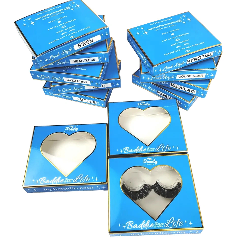 Wholesale Custom Logo Cardboard Paper Eyelash Packaging Paper Box Lashbox Packaging Eyelash Case Lash Art Paper Box with Clear Window