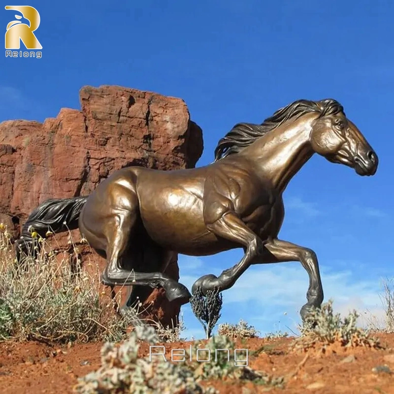 Decoração de gramado ao ar livre Grande estátua de bronze saltando do cavalo para Venda