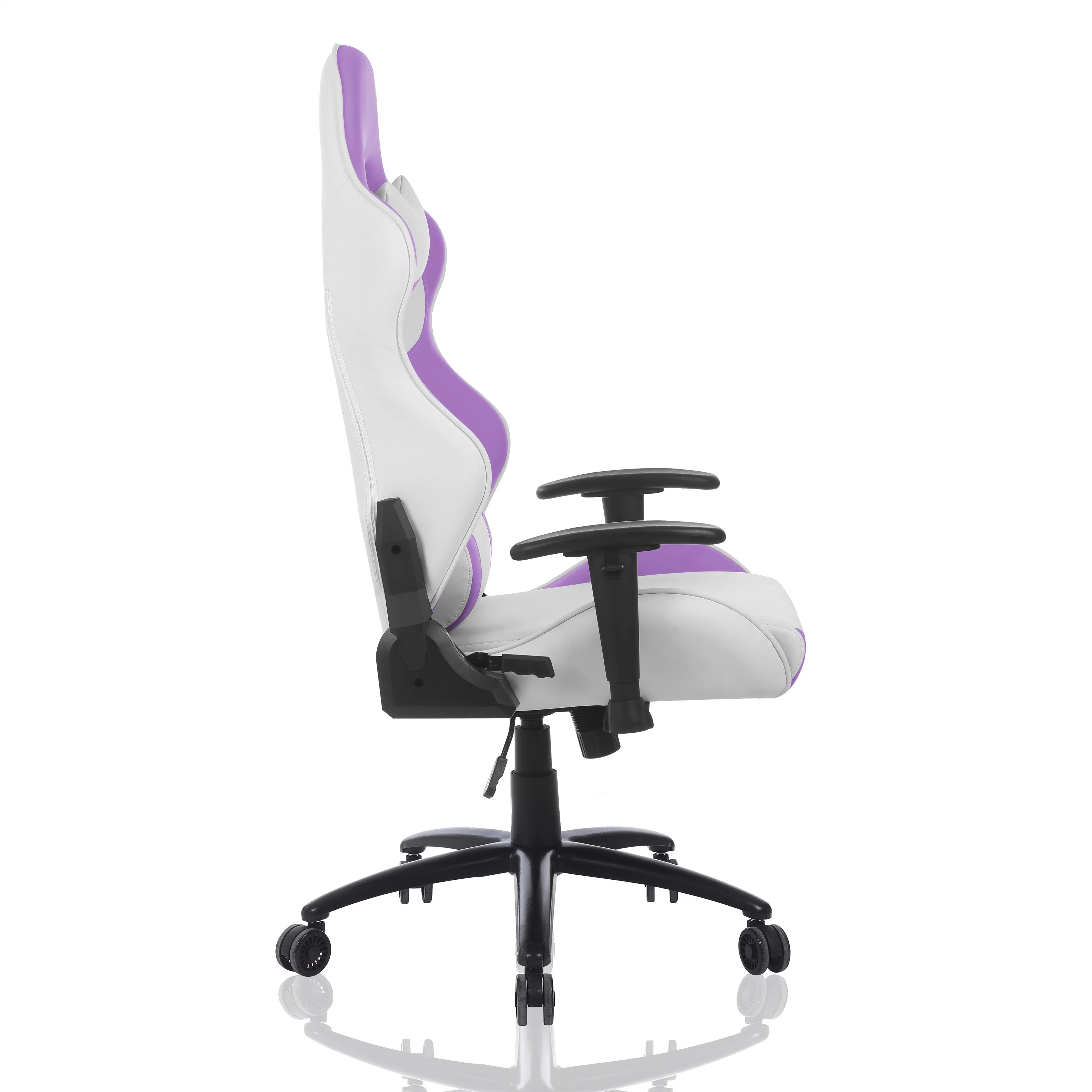 Chaise de jeu vidéo personnalisée de couleur violette avec base en métal.