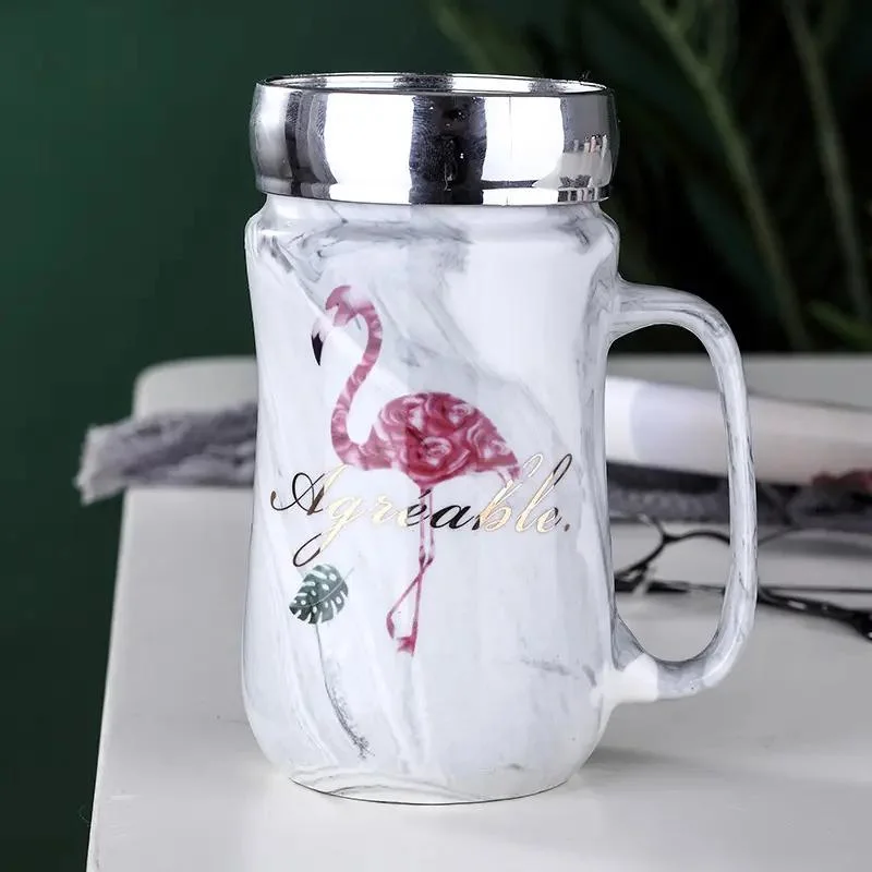 Venta al por mayor impresión personalizada Logo Creative Porcelain taza personalidad Tazas de cerámica con asa y tapa