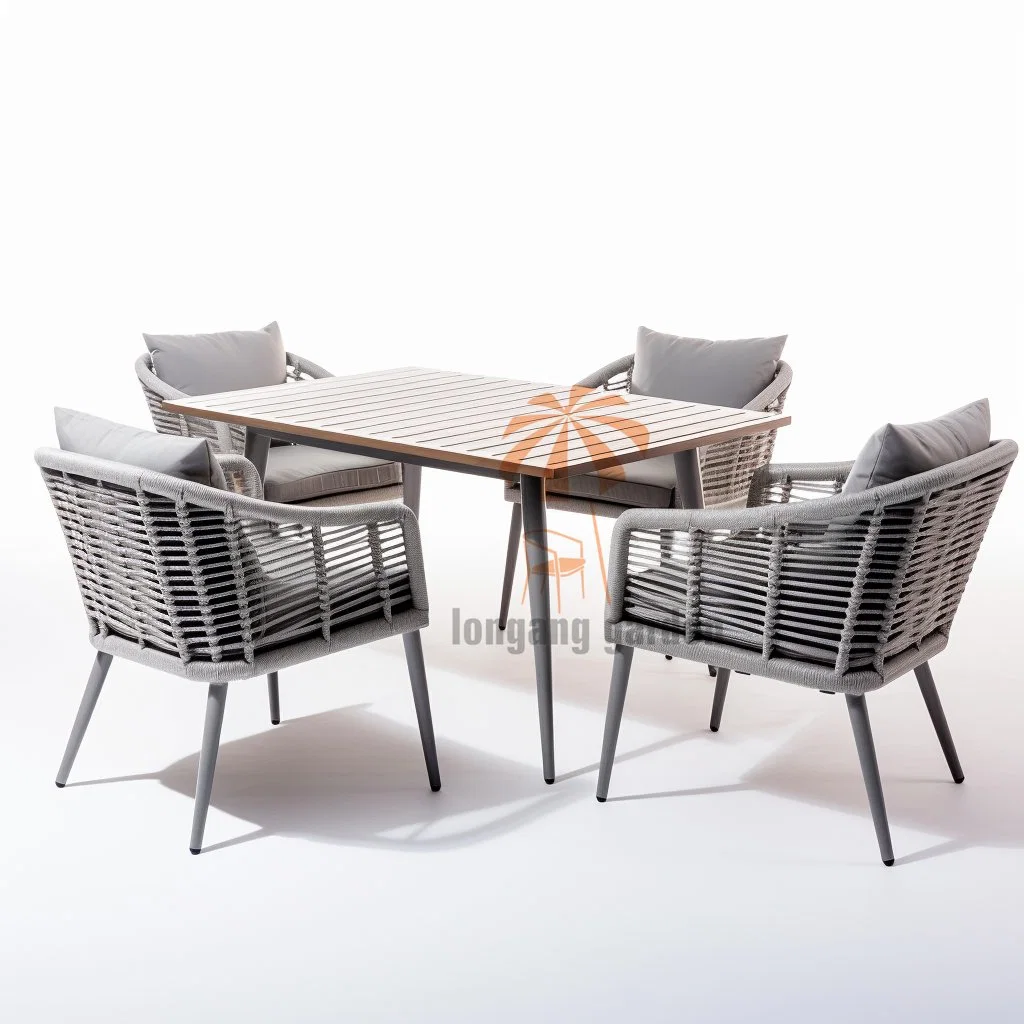 4-Sitzer Teak Holz Tisch Metall Stuhl Set Im Freien Restaurant Möbel für den Großhandel