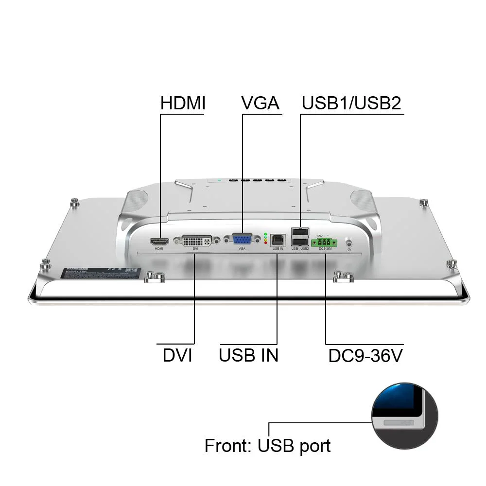 vidrio templado de 15 pulgadas de pantalla no táctil resistente al agua IP65&amp;Monitor de Panel Industrial resistente al polvo