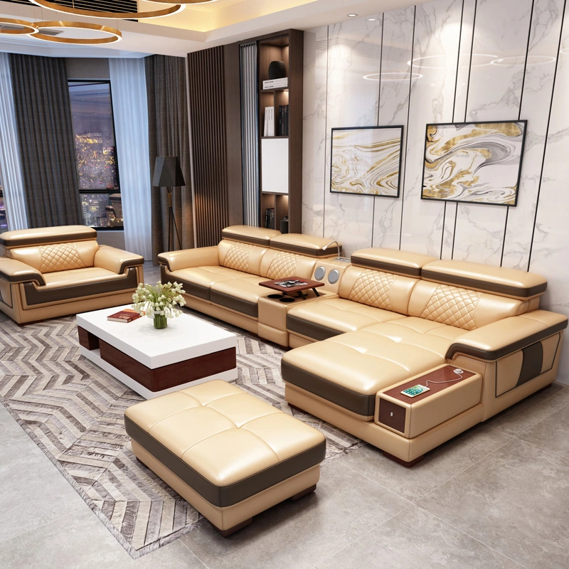 Luxury Living Room Dubai Sofa Furniture Modern Corner Leather Sofa Set Home Furniture